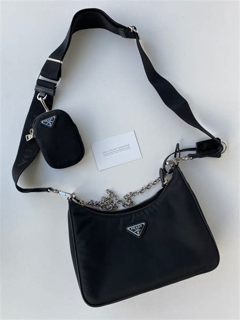 prada body bag black|Prada cross body nylon bag.